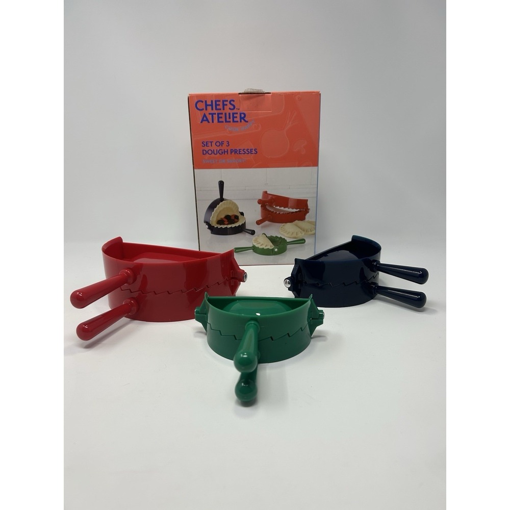 Chefs Atelier 3 Piece Red, Blue & Green Multi-Size Dough Press Set Sweet/ Savory